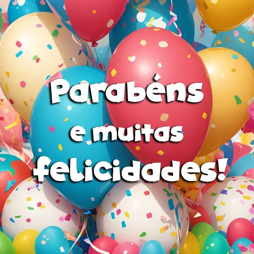 Mensagem de Feliz Aniversário com Imagem de Balões de Festa