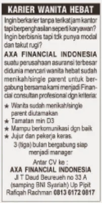 Lowongan AXA FINANCIAL INDONESIA