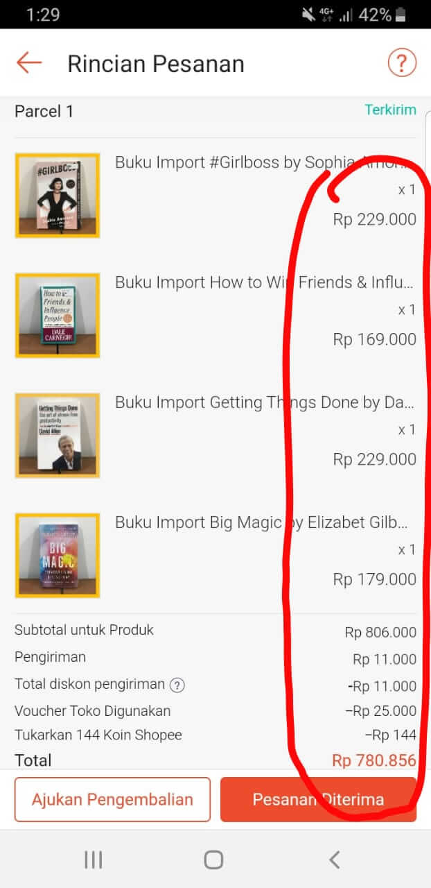 harga belanja buku