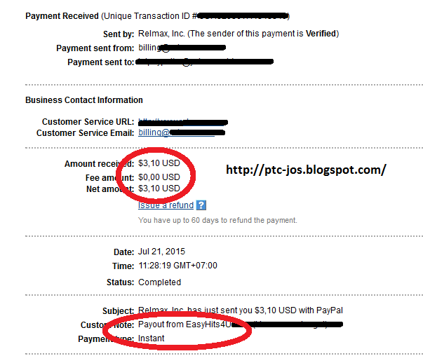 Payment Proof Of Traffic EasyHits4U (July 21, 2015)