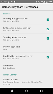 Barcode Keyboard Preferences