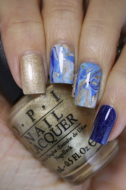 OPI Winter Blue Drip Marble Mani