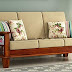 Furniture Plaza Solid Teak Wood 3 Seater Sofa Set Furniture with Cushions for Home, Living Room (Honey Finish) - 51% OFF