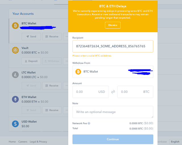 Coinbase send and resive