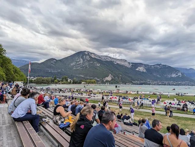 Bleachers at the Annecy Fireworks show during Fete du lac