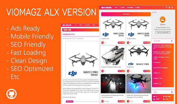 Viomagz Alx Versão PREMIUM blogspot Template