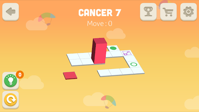 Bloxorz Cancer Level 7 step by step 3 stars Walkthrough, Cheats, Solution for android, iphone, ipad and ipod