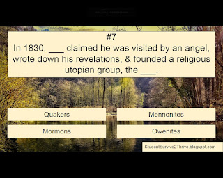 In 1830, ___ claimed he was visited by an angel, wrote down his revelations, & founded a religious utopian group, the ___. Answer choices include: Quakers, Mennonites, Mormons, Owenites