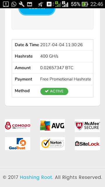 Mining Bitcoin Free 400 ghs from Hashing Root 2017 " Limited Edition