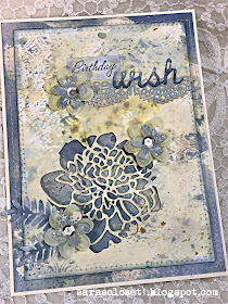 Sara Emily Barker https://sarascloset1.blogspot.com/ Mixed Media Birthday Card Tim Holtz Cutout Blossoms 1