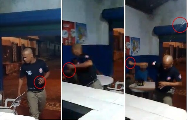 Policial recebe garrafada na cabeça após agredir mulher em bar