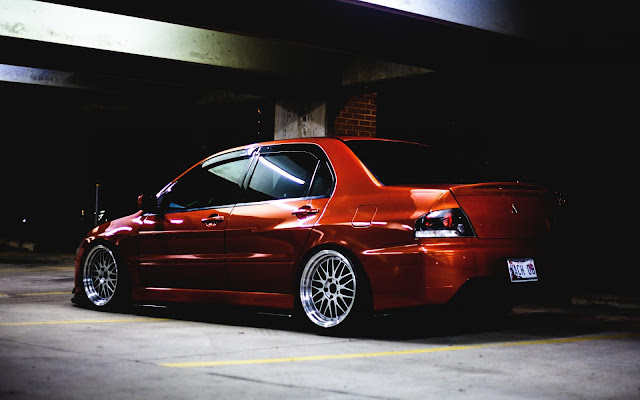 Orange Mitsubishi Lancer Evo IX Sport Car HD Wallpaper