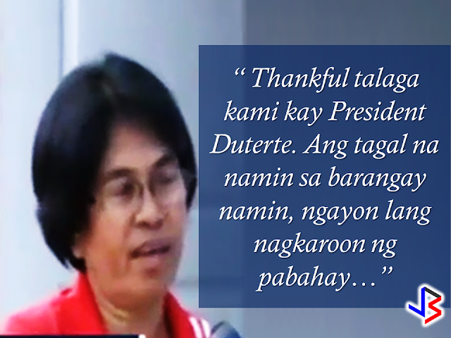 Victims of the onslaught of typhoon Yolanda  in Tacloban, Leyte is now enjoying  far better homes under the Duterte administration.   President Duterte awarding the house units to the victims of typhoon Yolanda.  Families who lost their homes express deep gratitude  to President Rodrigo Duterte as they were given a more durable, typhoon resilient and more presentable houses than they had before the super typhoon strike. Bella, one of the beneficiaries of a house unit at the New Hope Village, the relocation site for Yolanda victims, expressed her satisfaction on their new home.   READ: DUTERTE  SPEED    New Hope Village Landmark at Brgy Sta. Elena, Tacloban City  Complete with kitchen and bathroom. You can also put a partition for bedrooms. Bigger than their formal house as Bella described. Far from the coastal area where they lived before, the New Hope Village is safer for the relocated families.  Bella showing her kitchen in her newly awarded home.    Bella showing her new bathroom.  Bella  was one of the many who opposes to be relocated due to proximity issues.    Their work and livelihood is very far from the relocation site as compared to the new site, their jobs and livelihood. But according to Bella, when the rain comes, the memories of the nightmare from Yolanda onslaught still haunts them and so they decided to pick up their baggages and move to the more safer village provided by the government.     According to the Tacloban City Disaster Risk Reduction and Management Office (CDRRMO), the houses are well built and complies to every standards set by the National Housing Authority (NHA). Any Irregularity in the construction may lead to non-issuance of permit from the City Engineers Office. Even the area is guaranteed safe  from typhoon devastation.         To keep the villagers secured, ten security guards are making rounds 24/7 all over the village. It's a part of the contract with the private contractors to the government. The villagers like Bella is enjoying safety and security of a private subdivision.       The smile on residents faces shows their satisfaction on their new homes and community.   The smile on residents faces shows their satisfaction on their new homes and community. An evident proof of President Duterte's compassion to every Filipino. As the name of the village implies, the victims of typhoon Yolanda has been given a new hope after the heartbreak and devastation caused by the disaster. They will once again rise and wear a new smile on their faces.  Top: President Duterte visited one of the house units with the newly moved in recipient. Below is the outside view of the houses.  PRESIDENT DUTERTE VISITS ADMIRAL TRIBUTS    DTI ACCREDITED CARGO FORWARDERS FOR 2017   NO MORE PHYSICAL INSPECTION FOR BALIKBAYAN BOXES    BOC DELISTED CARGO FORWARDERS AND BROKERS   BALIKBAYAN BOXES SHOULD BE PROTECTED  DOLE ENCOURAGES OFW TEACHERS TO TEACH IN THE PHILIPPINES