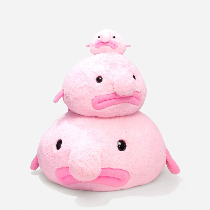 Super Punch: Plush Blobby the Blobfish available in mini, large