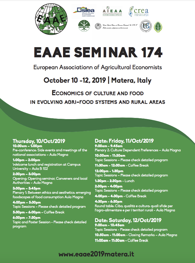 A Matera il seminario dell’European Association of Agricultural Economics 