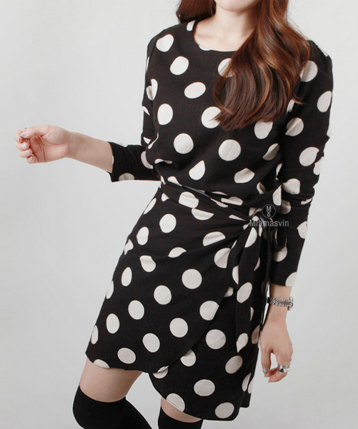 Dotted Long Sleeve Dress