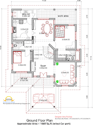 House plan and elevation 201 Square Meter (2165 Sq. Ft)
