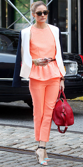Olivia Palermo wearing a matching check print look by MSGM