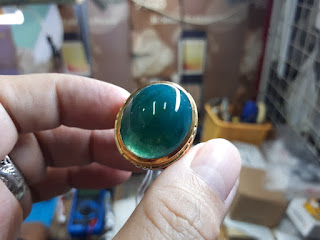 Batu Bacan Gulau Green BC071 HQ Body Glossy Kristal Ajib Ikatan Perak