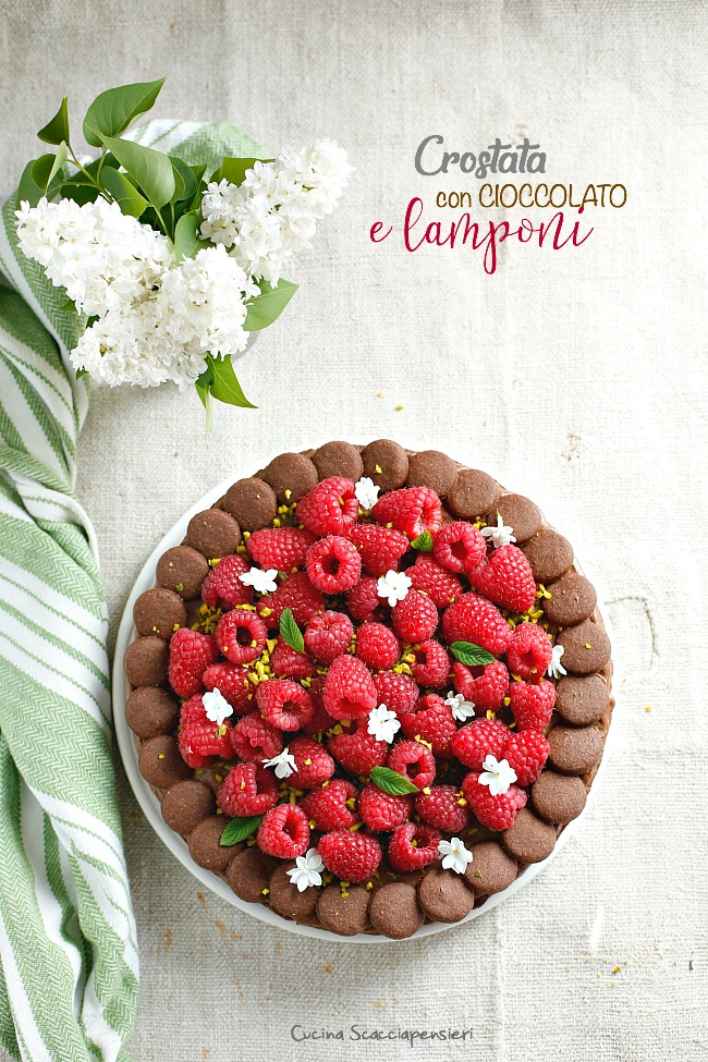 Crostata golosa con cioccolato e lamponi