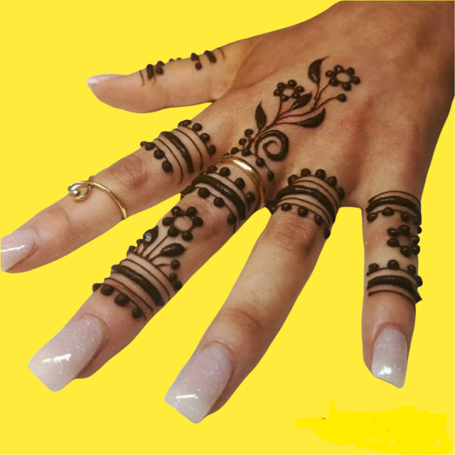 Simple back hand fingers  mehndi  design