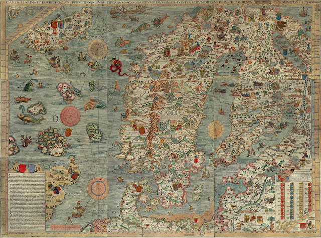 Mapa de Olaus Magnus de Escandinavia.