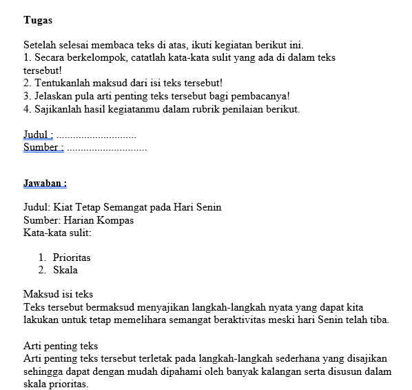 Kunci Jawaban Bahasa Indonesia Kelas 11 Tugas Halaman 25