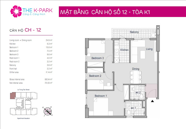 Thiết kế căn hộ 12 - Dt 83m2 - 03 phòng ngủ