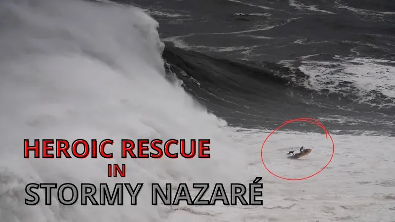 HEROIC RESCUE in STORMY NAZARE!  #nazareportugal