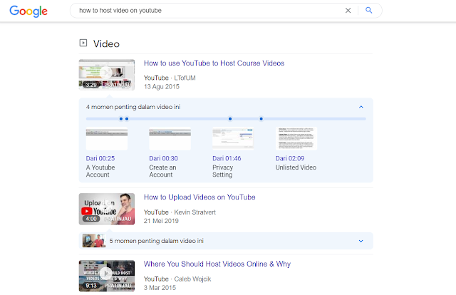 Contoh tampilan video featured snippets google by leafcoder.org