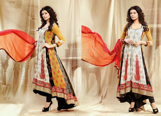 Sushmita Sen Designers Anarkali Suits 2013-14 By Narasha Couture