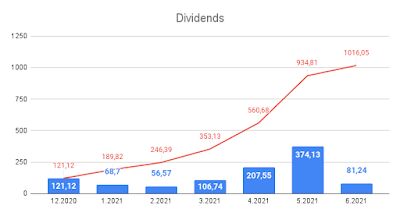 My portfolio dividends since start