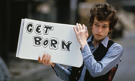 Bob Dylan on the set of his music video Subterranean Homesick Blues