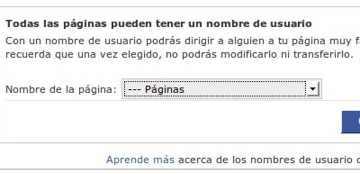 Poniendo nombre a las Paginas en Facebook