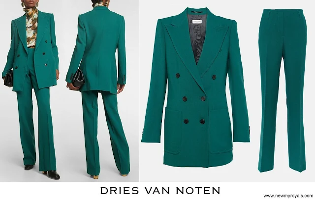 Queen Mathilde wore Dries Van Noten Wool-gabardine Blazer and High-rise Wool Gabardine Straight Pants