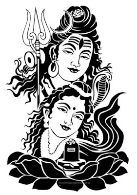 Lord Shiva and Parvati HD image in sketch