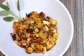 Southwestern Fall Grain Bowl with Turkey, Squash, Pecans and Sage