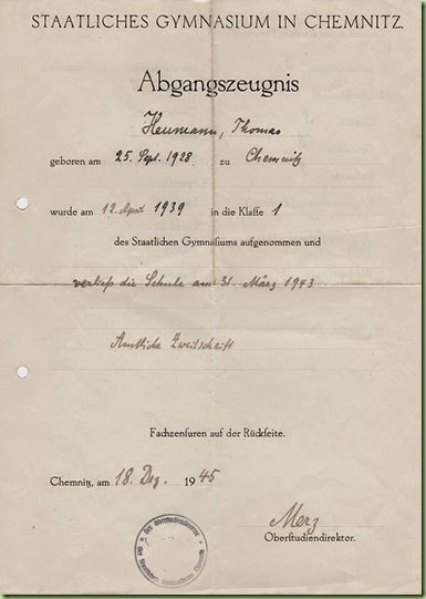 Certificate of release from public school March 1943