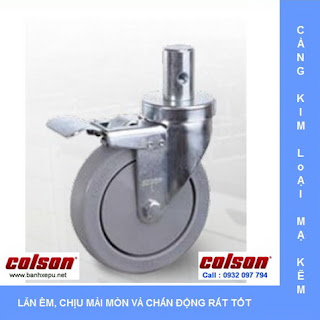 Bánh xe đẩy cao su lắp trục trơn chịu tải trọng (120~146kg) www.banhxepu.net