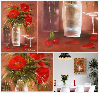 Still life floral Red poppies wall art in shop on Etsy: http://artbuyonline.etsy.com