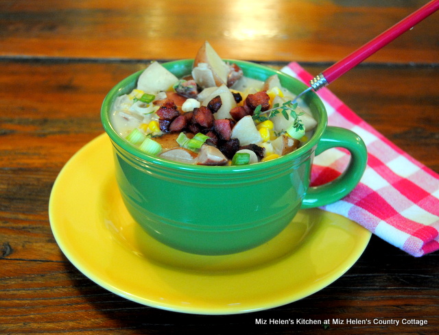 Country Corn, Potato and Sausage Chowder at Miz Helen's Country Cottage