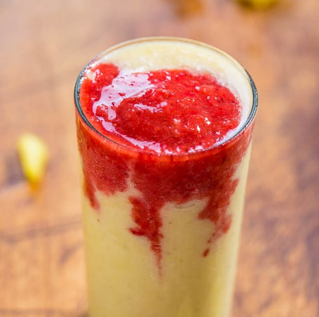 Strawberry Pineapple Banana Lava Flow Smoothie #summerdrink #healthy