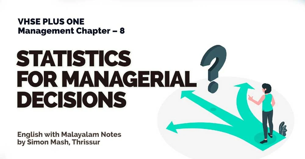 Plus one VHSE Management Unit 8: Statistics for Managerial Decisions  English with Malayalam Notes