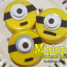 Bring these Chocolate Covered Oreos to your Minion party with a few easy ingredients and simple steps.  Your guests will love these Minion chocolate covered oreos and be glad to have their own Gru in their midst. #minion #minionparty #chocolatecoveredoreo #party #diypartymomblog