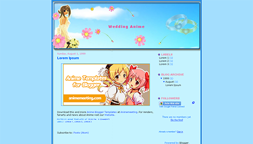 anime blogger template Wedding Anime