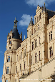 The facade of a castle in Romantic historicism style.