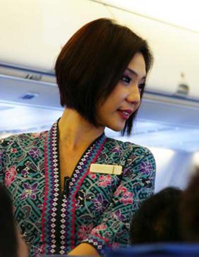 Flight attendant look cute with dressing