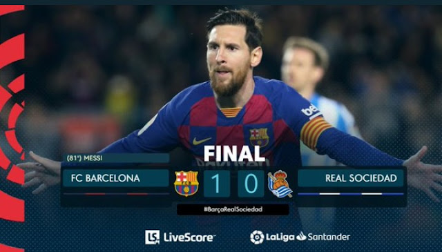 FT: Barcelona 1-0 Real Sociedad, Messi Late Penalty Give Barca 3 Points (Video Highlight)