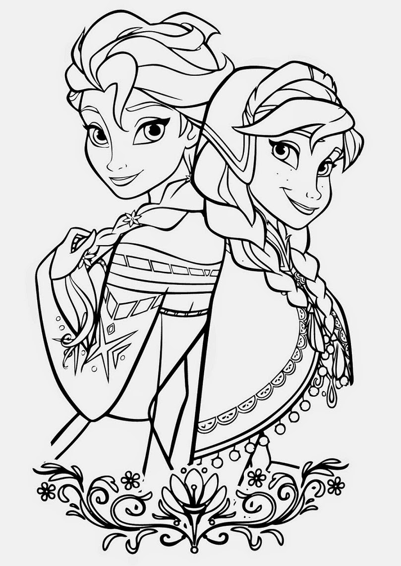 Sketsa mewarnai gambar frozen - Dunia Putra Putri