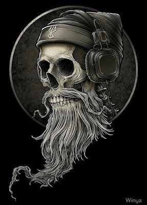 Hip skull with headphones